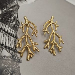 Coral Gold Earring