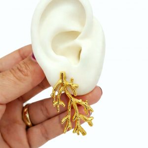 Coral Gold Earring